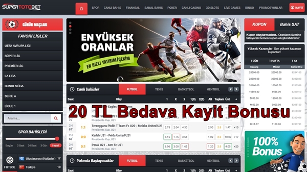 süpertotobet bahis sitesi 20 tl kayıt bonusu