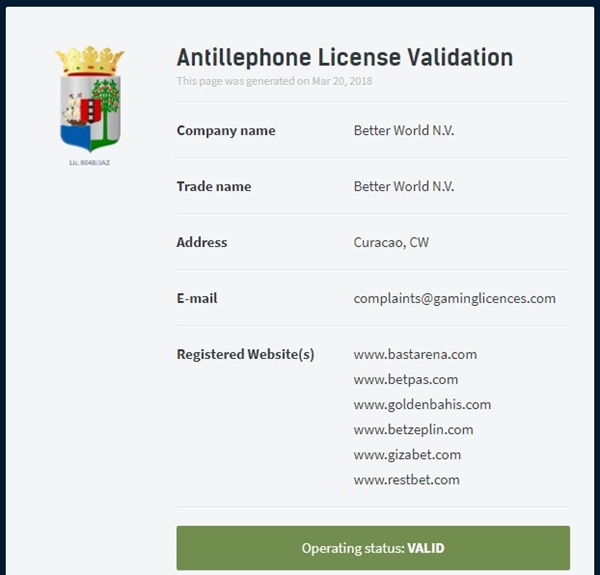 betpas curacao bahis oynatma lisansı